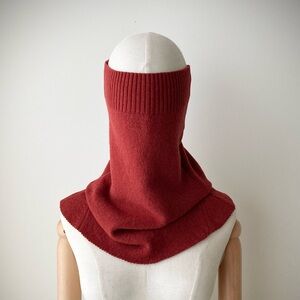 joodito 100% wool sweater snood neck warmer scarf gaiter felted dark rust red